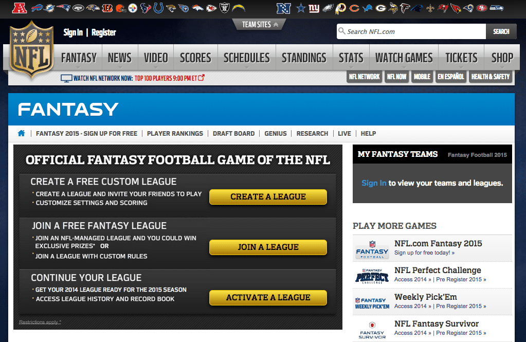 Top Ten Fantasy Football Sites Popten